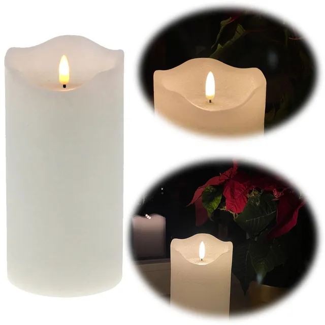 LS-LebenStil LED Stumpenkerze Echtwachs 20cm creme Timer