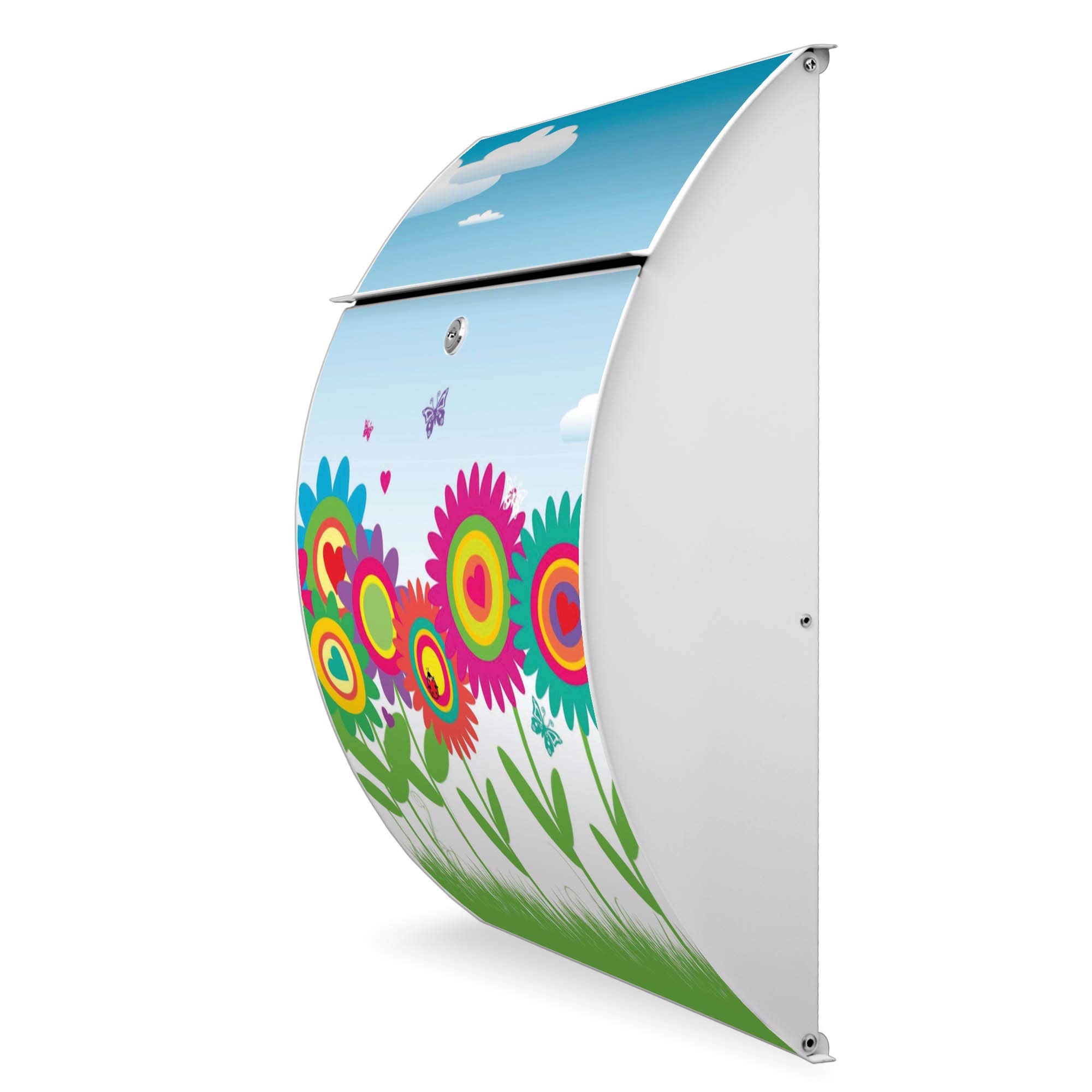 Banjado Briefkasten Riviera 46x33,5x13cm Bunte Blumen Weiß A4