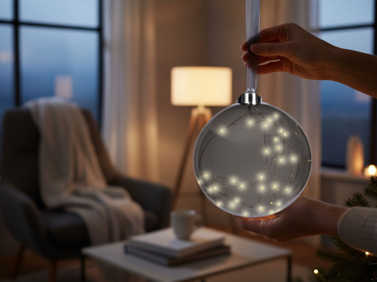 LS-LebenStil Möbel & Wohnen Kampen Lichtkugel 40 LED Grau 20cm