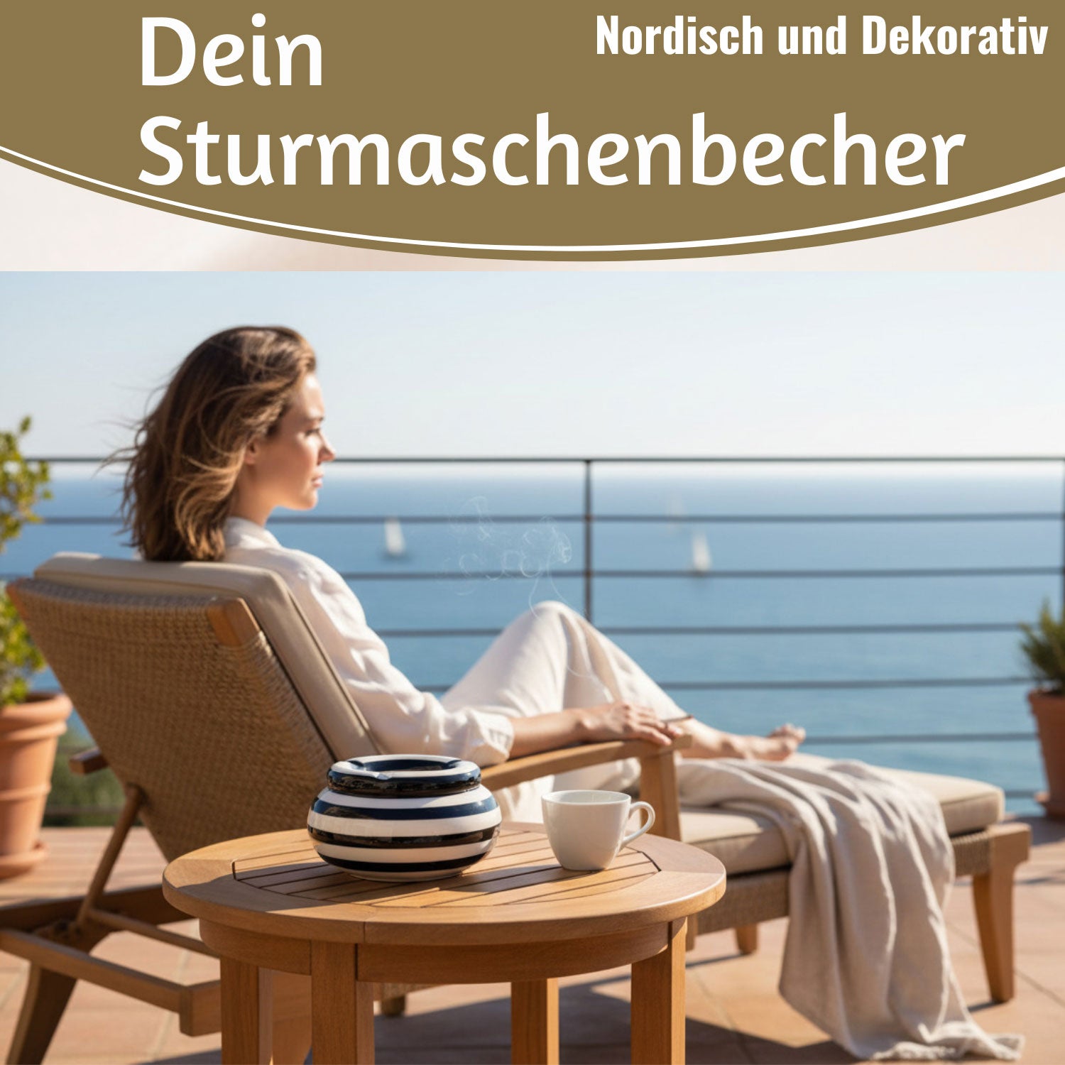 LS-LebenStil Sturmaschenbecher XL 14x9cm Schwarz-Weiß Keramik