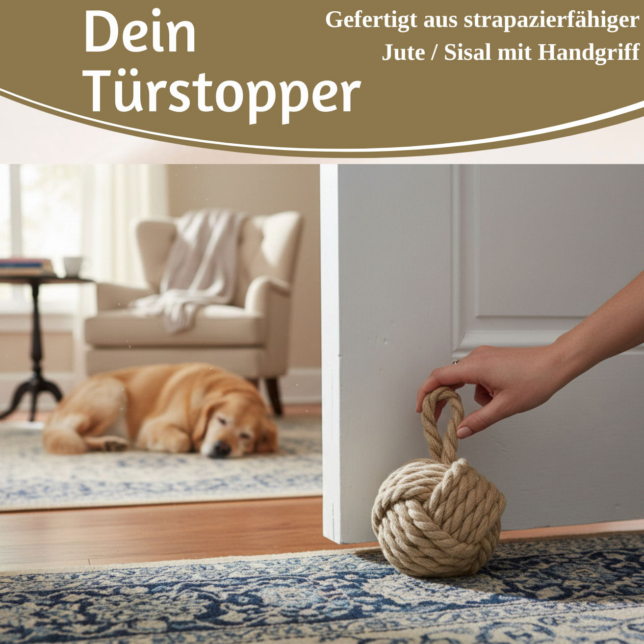 LS-LebenStil Malmö Türstopper Jute beige-braun 23cm 1,3kg