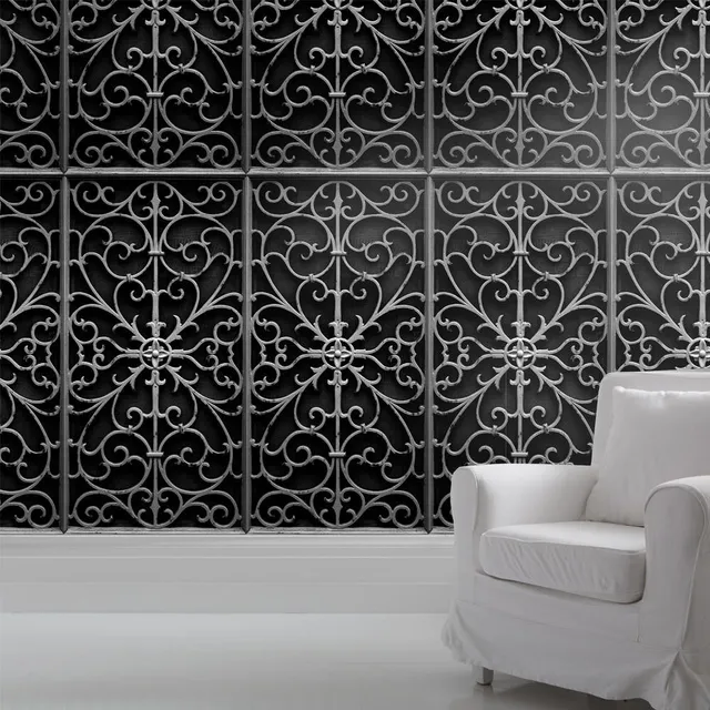 Mineheart Wrought Metal Gate Tapete Schwarz Rolle