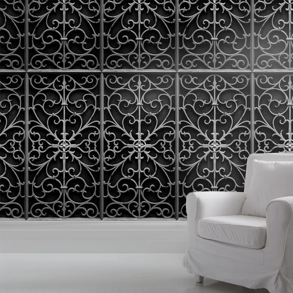 Mineheart Wrought Metal Gate Tapete Schwarz Rolle