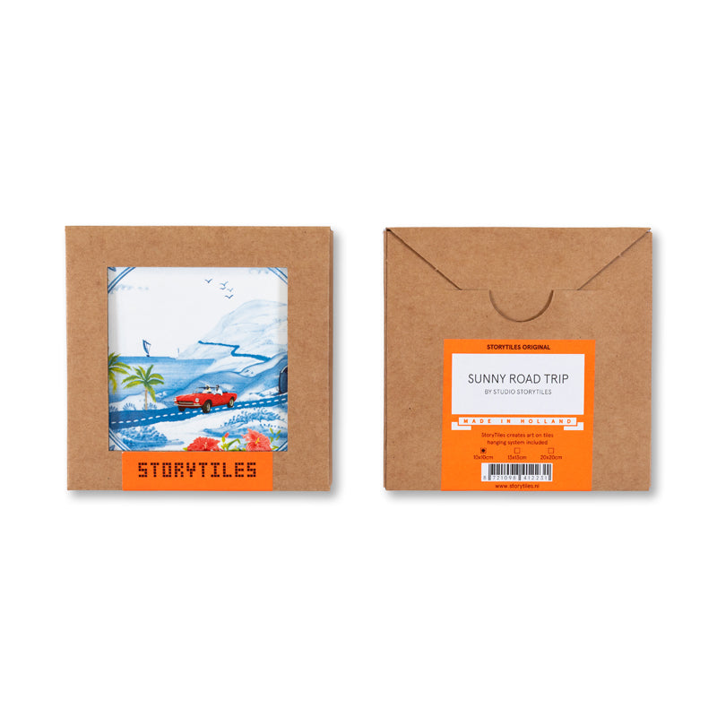 StoryTiles Delft Blue Sunny road trip Fliese 10x10 cm Auto