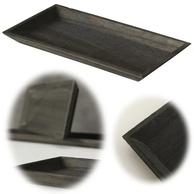 LS-LebenStil Küche Deko-Tablett Sylt Holz Schwarz 30x16cm