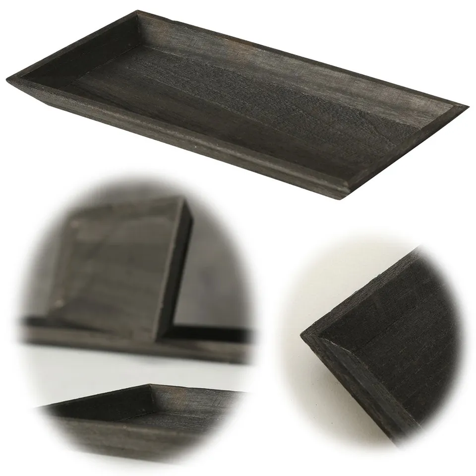 LS-LebenStil Küche Deko-Tablett Sylt Holz Schwarz 30x16cm