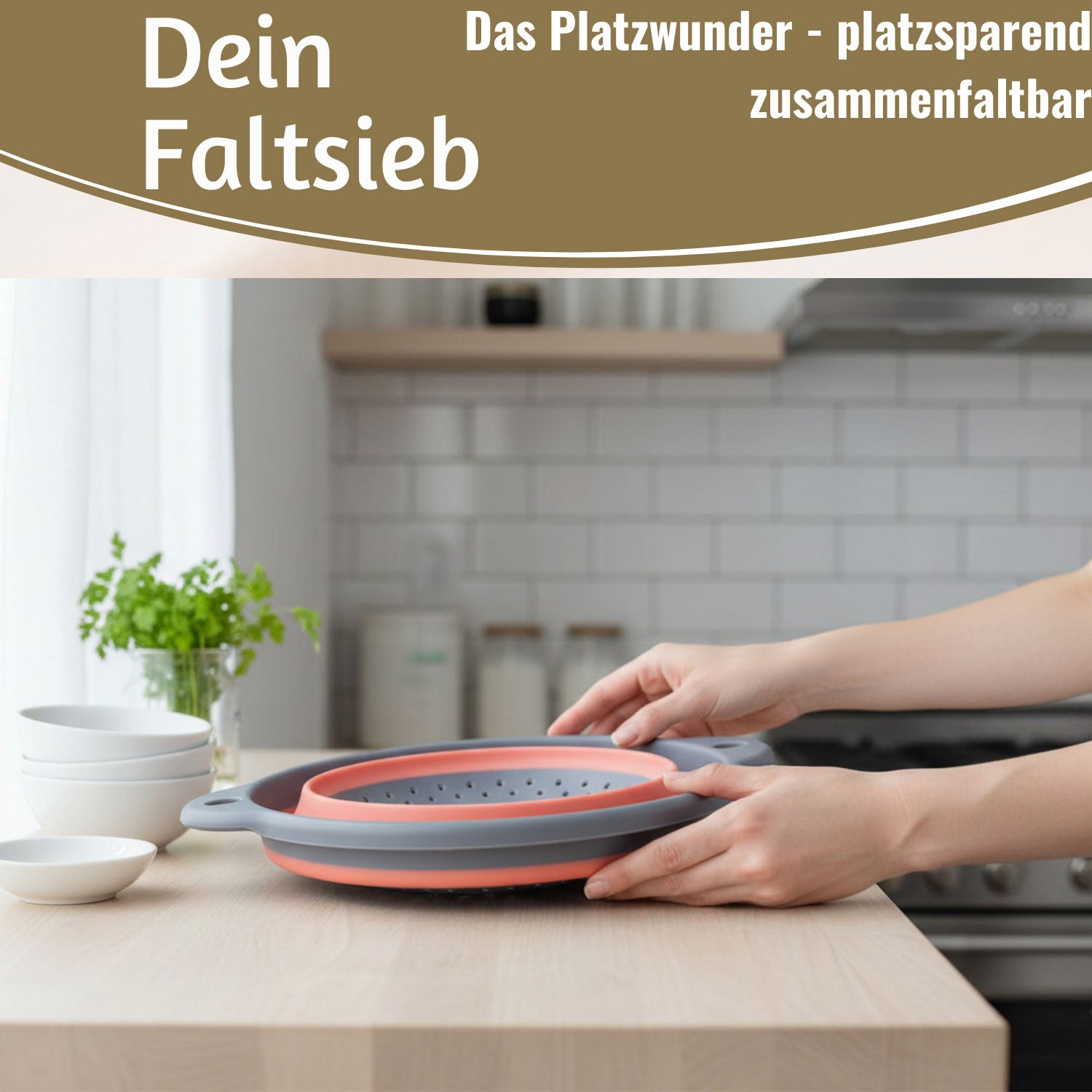 LS-LebenStil Abtropfsieb Faltbar 23cm Rund Nudelsieb Camping