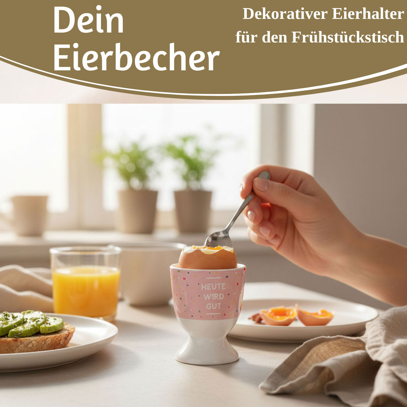 LS-LebenStil Küche & Haushalt Eierbecher Porzellan Heute wird gut