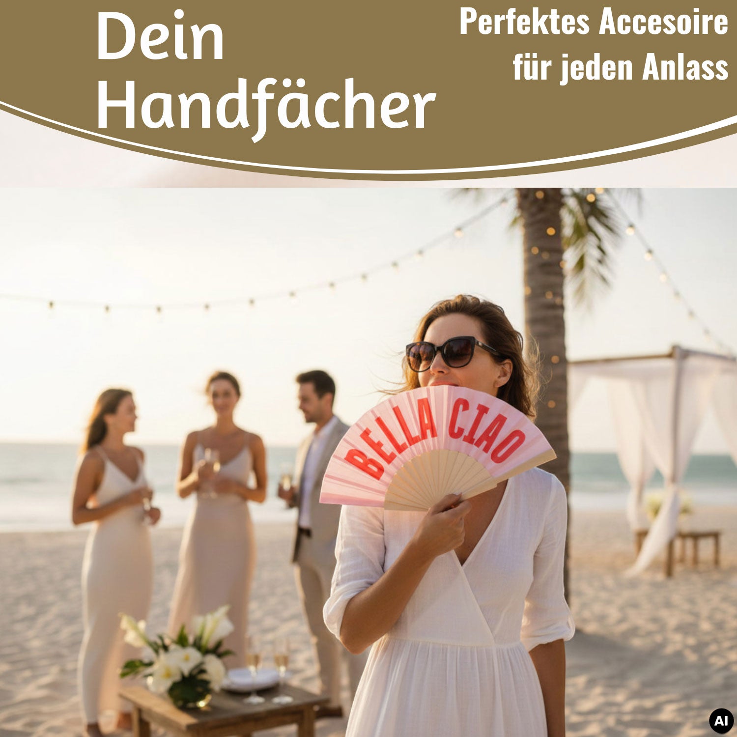 LS-LebenStil Shopper & Taschen Bella Ciao Handfächer Rosa Rot Holz