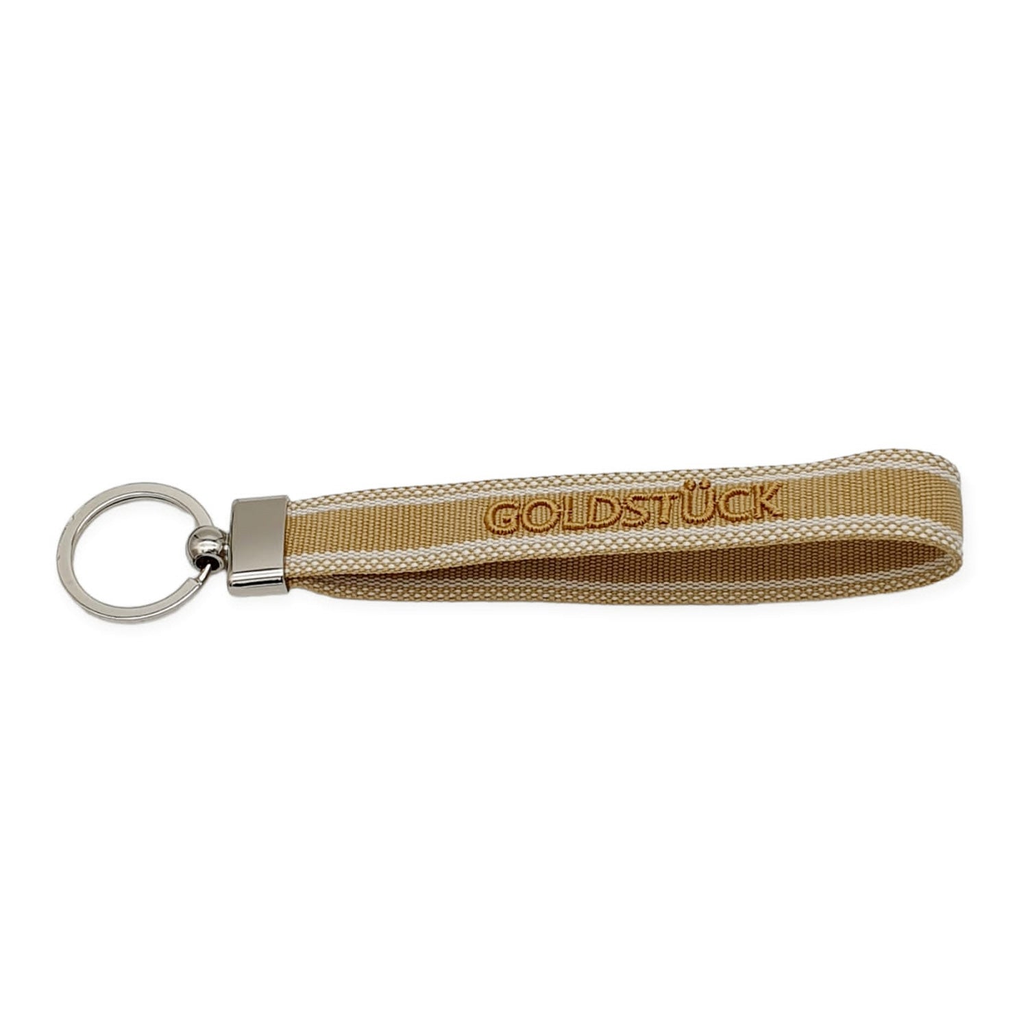LS-LebenStil Goldstück Schlüsselanhänger Stoff beige gold