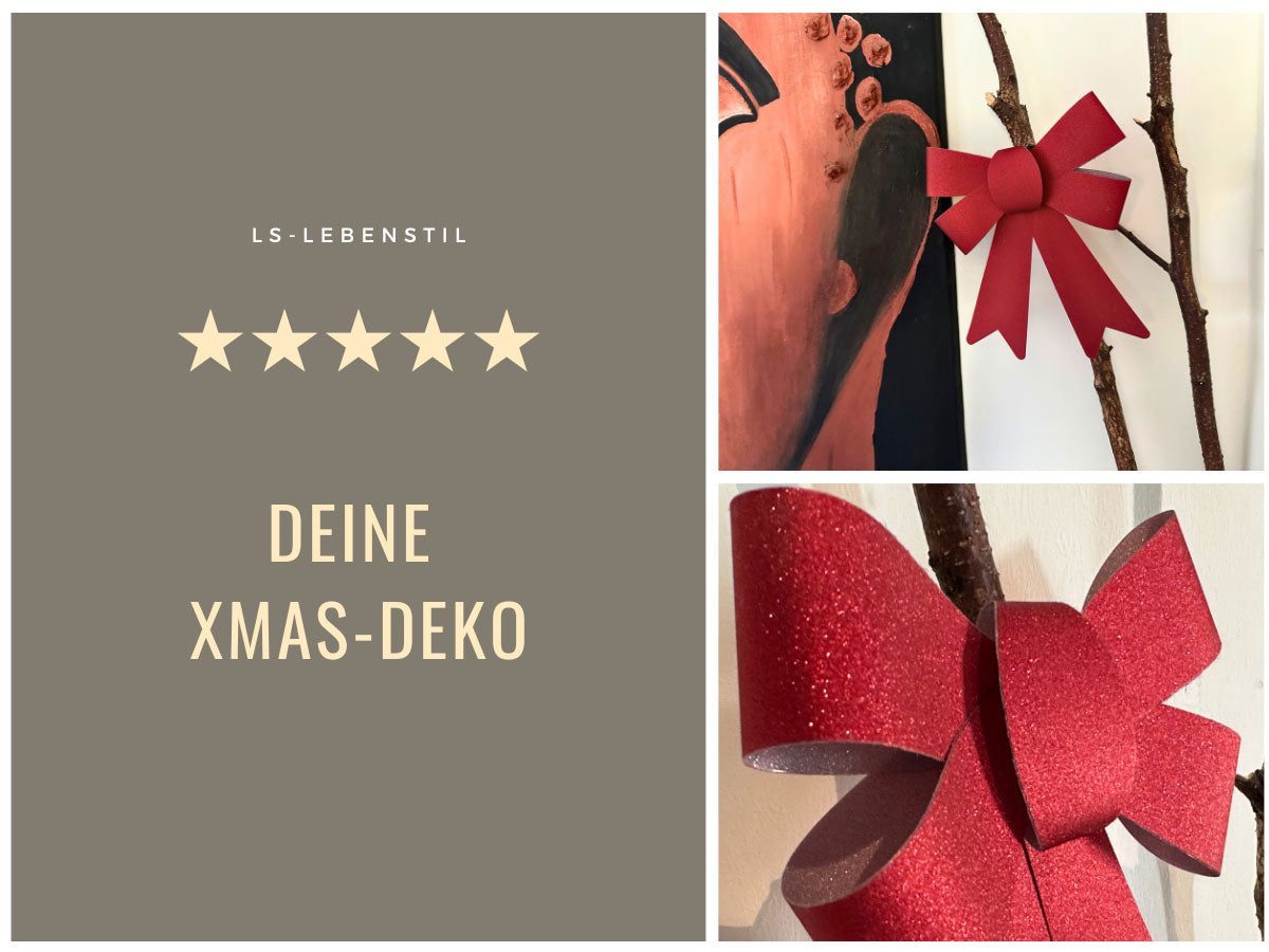 LS-LebenStil Möbel & Wohnen Weihnachtsschleife Rot 17cm 2er Set