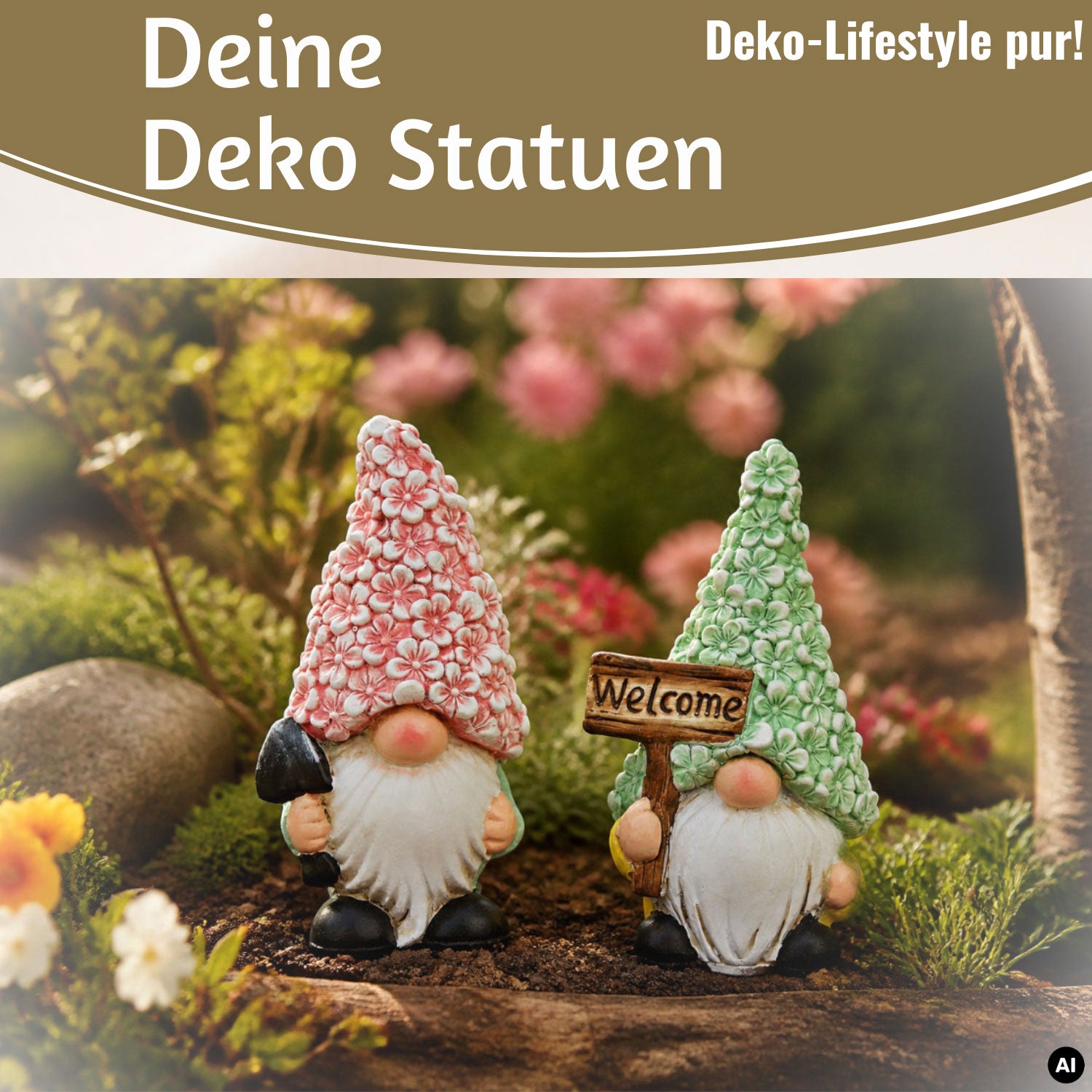 LS-LebenStil Garten & Camping Wichtel Figuren 16cm 2er Magnesia