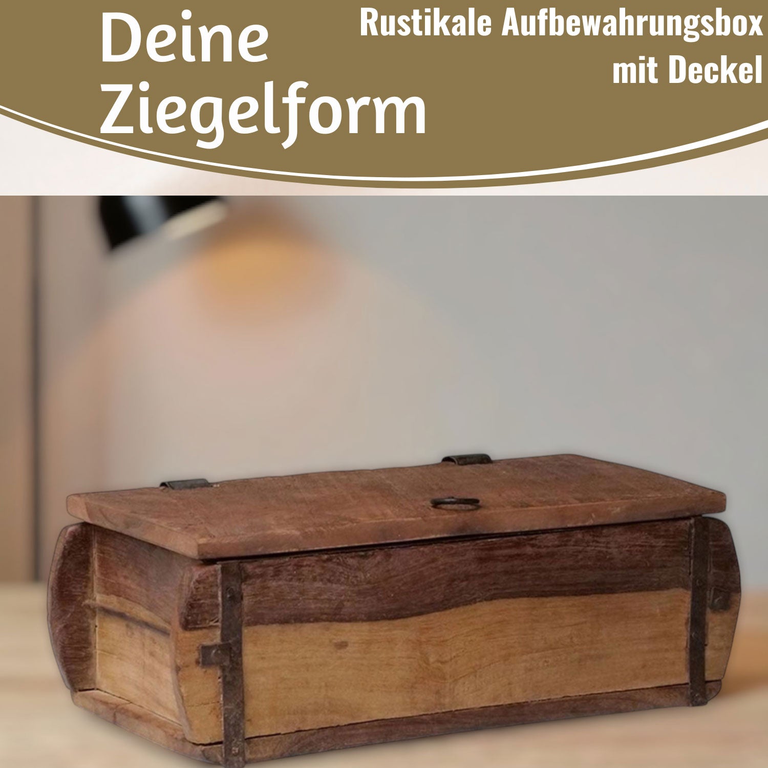 LS-LebenStil Ziegelform Holzkiste Deckel 31x15cm Recycelt