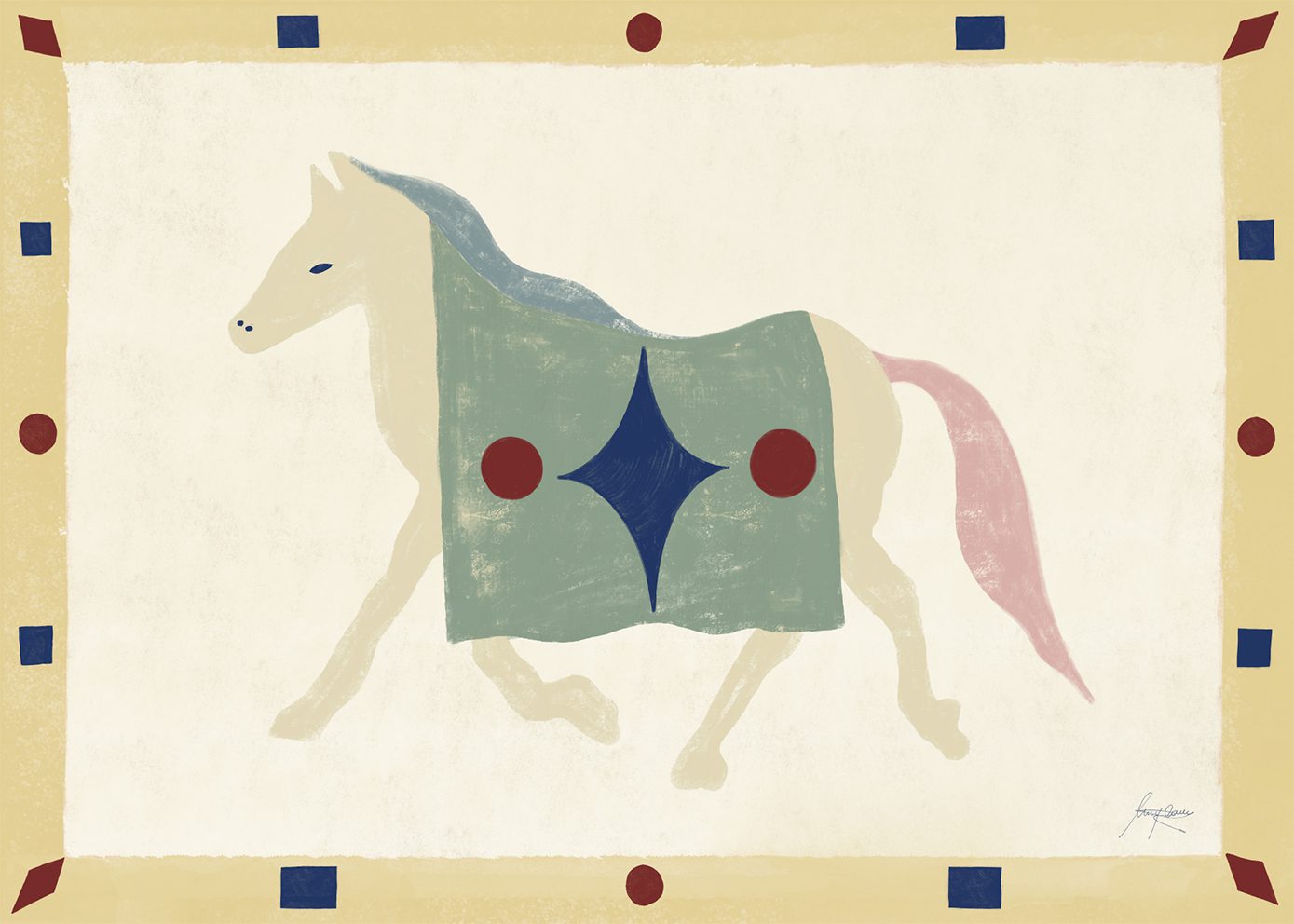 The Poster Club Horse Geometri Poster A4 Tiermotiv