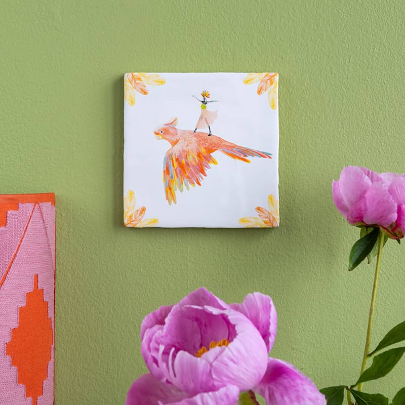 StoryTiles Delft Blue Paradijsvogel Fliese S 10x10 cm Vogel