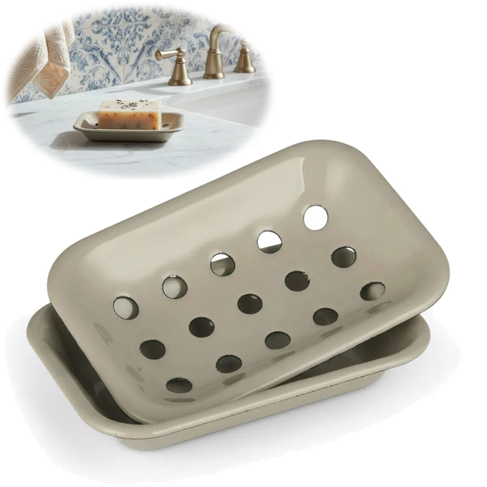 Ib Laursen Altum Seifenschale Emaille beige 15cm mit Ablauf 2-tlg