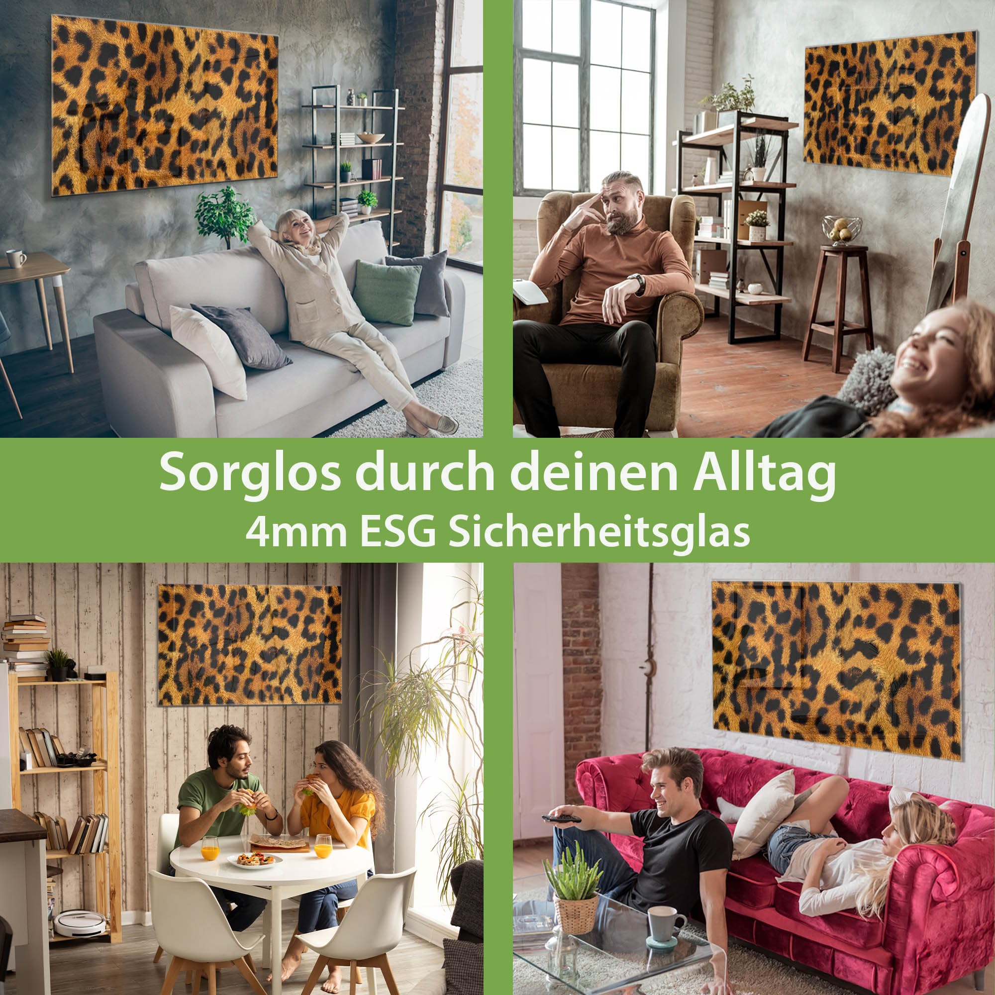 Banjado Magnettafel Leopard Glas-Magnettafel 120x80 cm Katzen