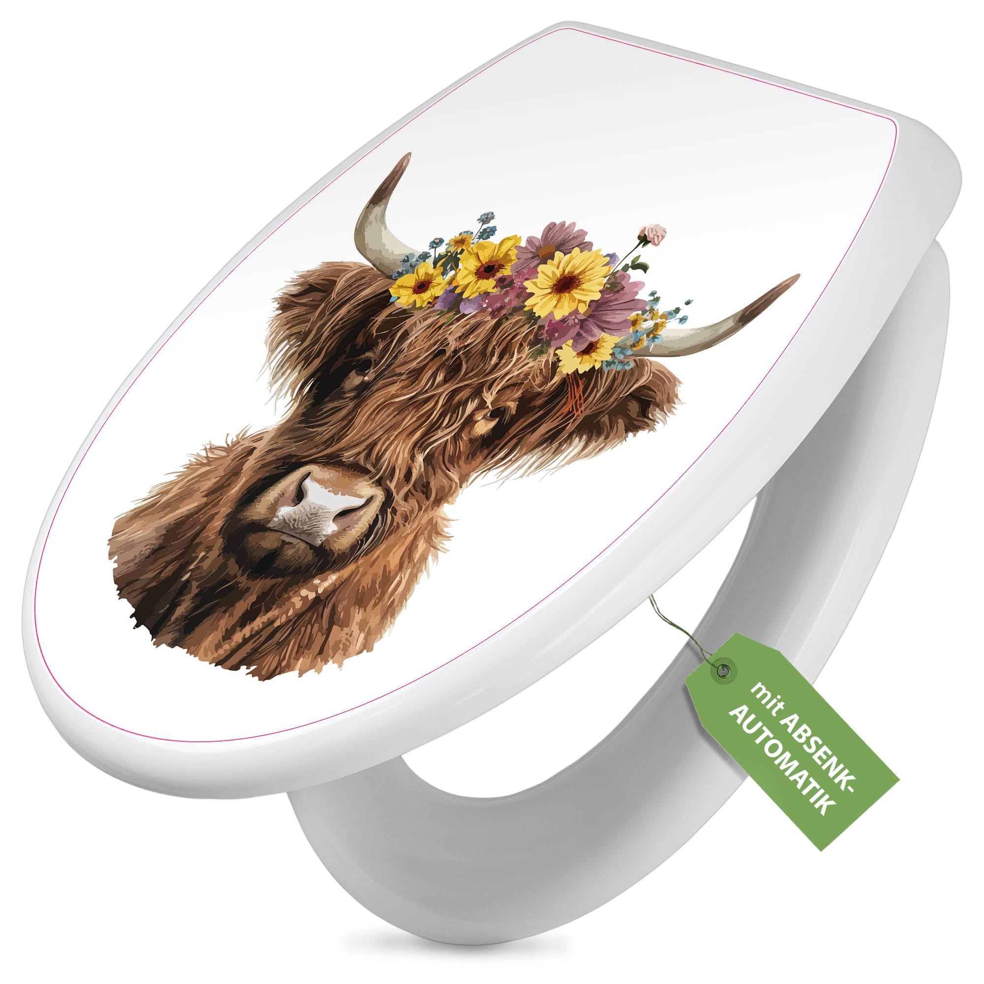 Banjado WC Sitz Hochlandkuh Toilettensitz 44,5x37cm Soft-Close