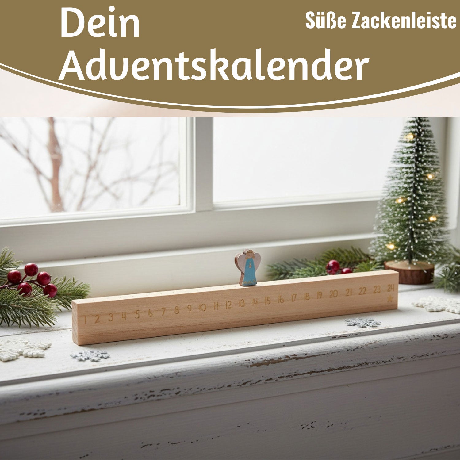 LS-LebenStil Möbel & Wohnen Engel Adventskalender Holz braun 50cm