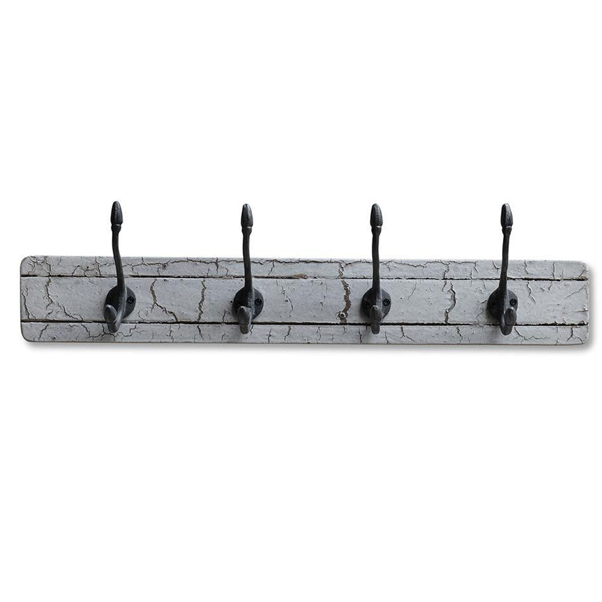LS-LebenStil Dehli Wandgarderobe Teak Weiß 60cm 4 Haken