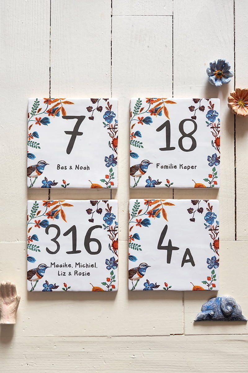 Storytiles Delft Blue Meise Fliese M 13x13 cm Hausnummer