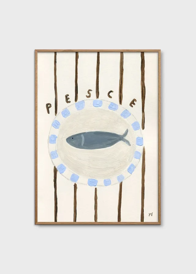 The Poster Club Pesce Poster A4 Tiermotiv blau