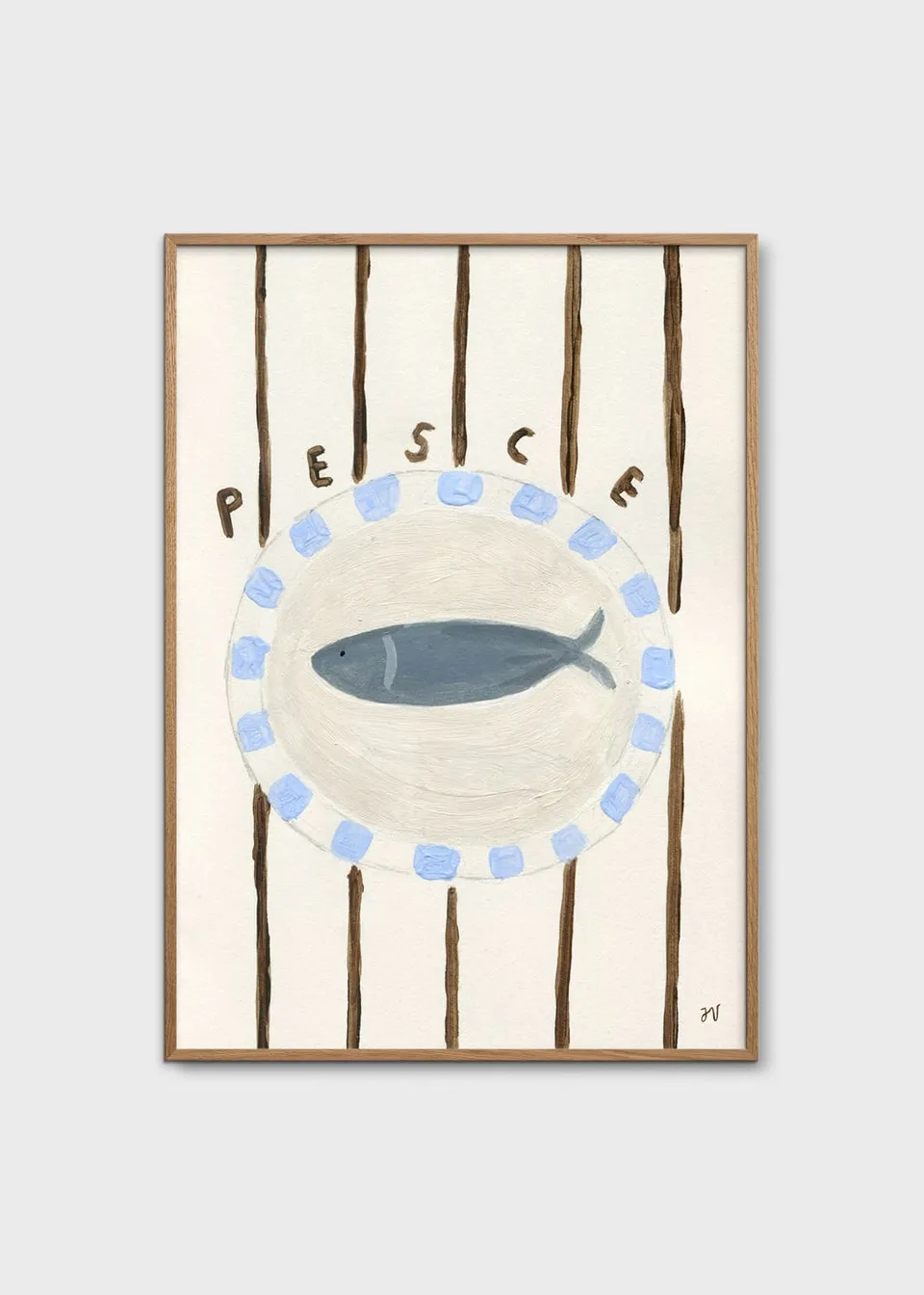 The Poster Club Pesce Poster A4 Tiermotiv blau
