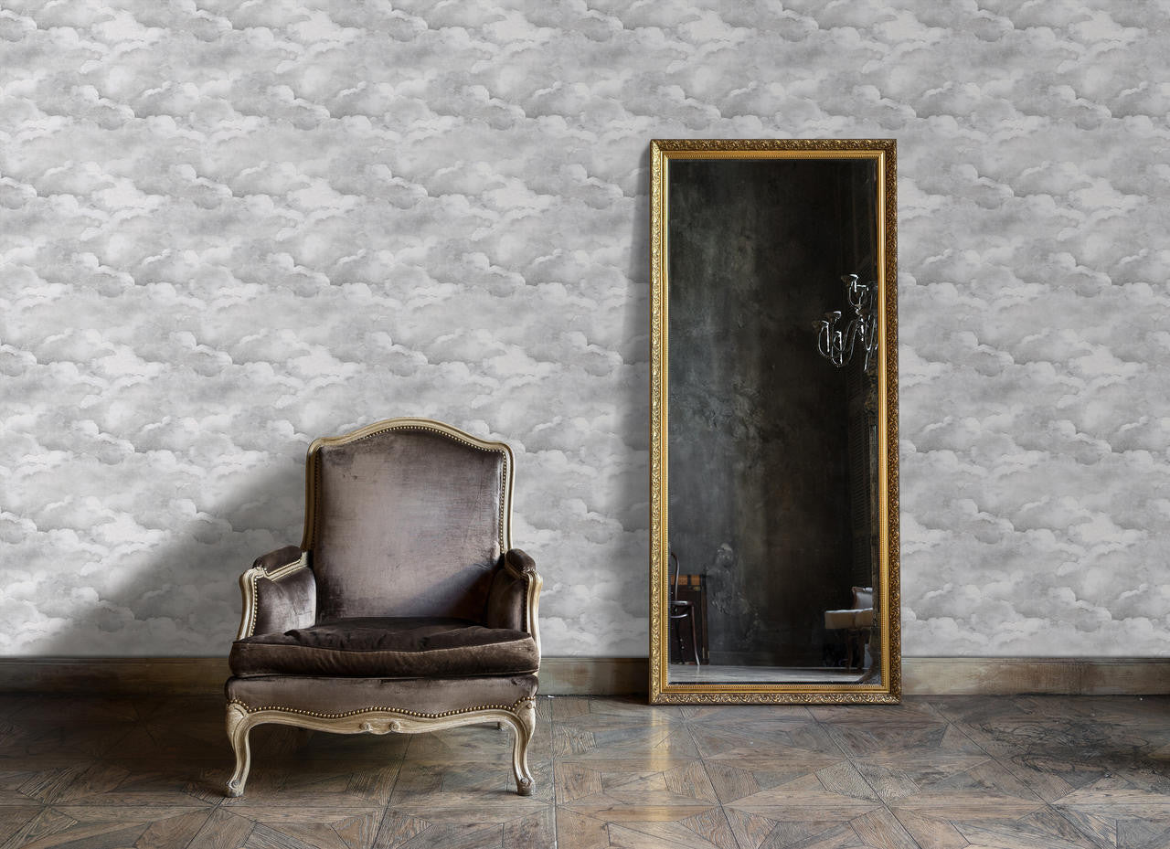 Mineheart Wallpaper Pale Grey Clouds Tapete Grau Wolken