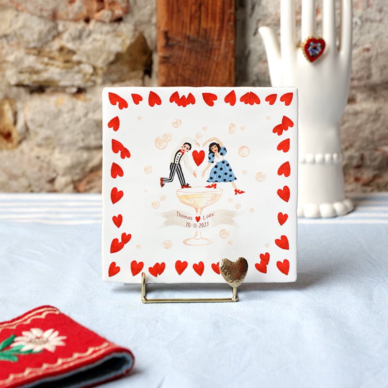 Storytiles Delft blue Proost op de liefde Fliese S 10x10 cm Liebe