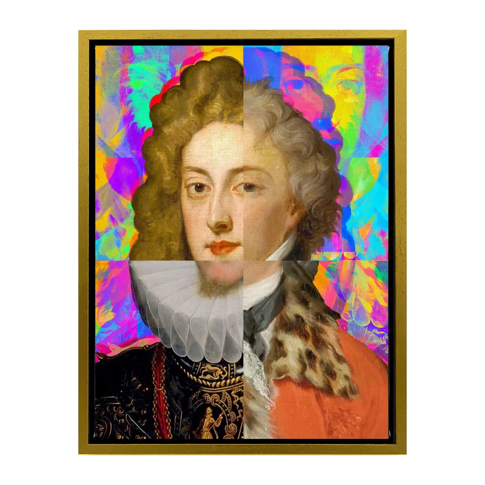 Mineheart Gentleman Puzzled Portrait Leinwandbild Orange 30x41 cm