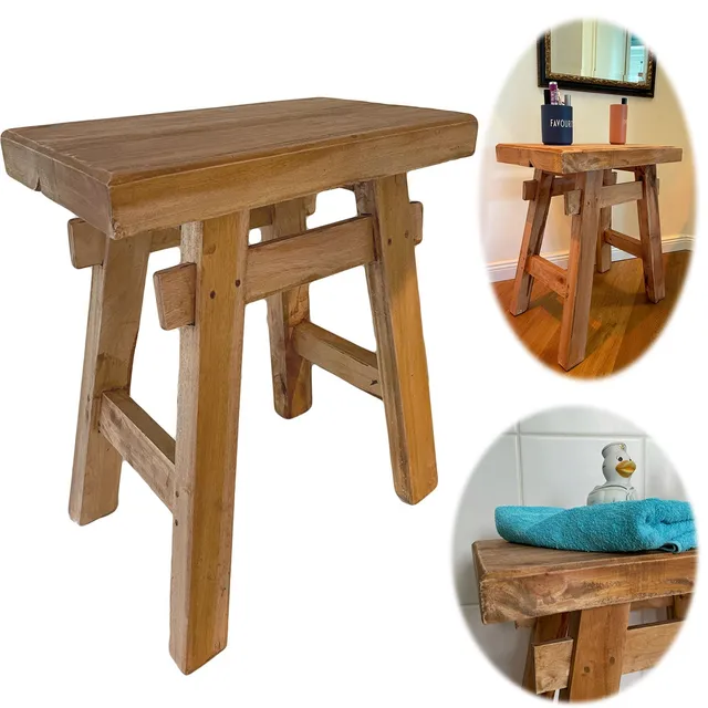LS-LebenStil Möbel & Wohnen XL Holzhocker Teak 50cm Sitzhocker