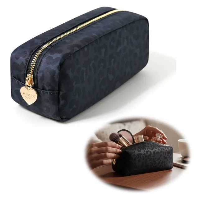 Mimi's Glow Suki Kosmetiktasche 21x7cm Leo Grau Schwarz