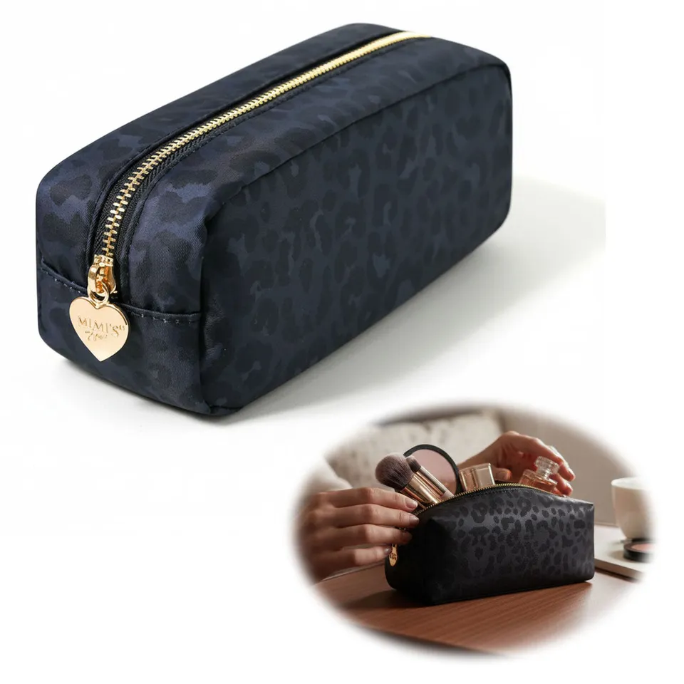 Mimi's Glow Suki Kosmetiktasche 21x7cm Leo Grau Schwarz