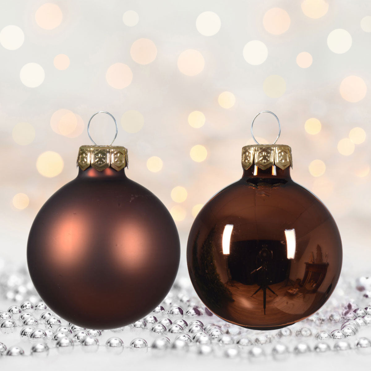 LS-LebenStil Weihnachtskugeln Glas Braun Espresso 6cm 18-20er