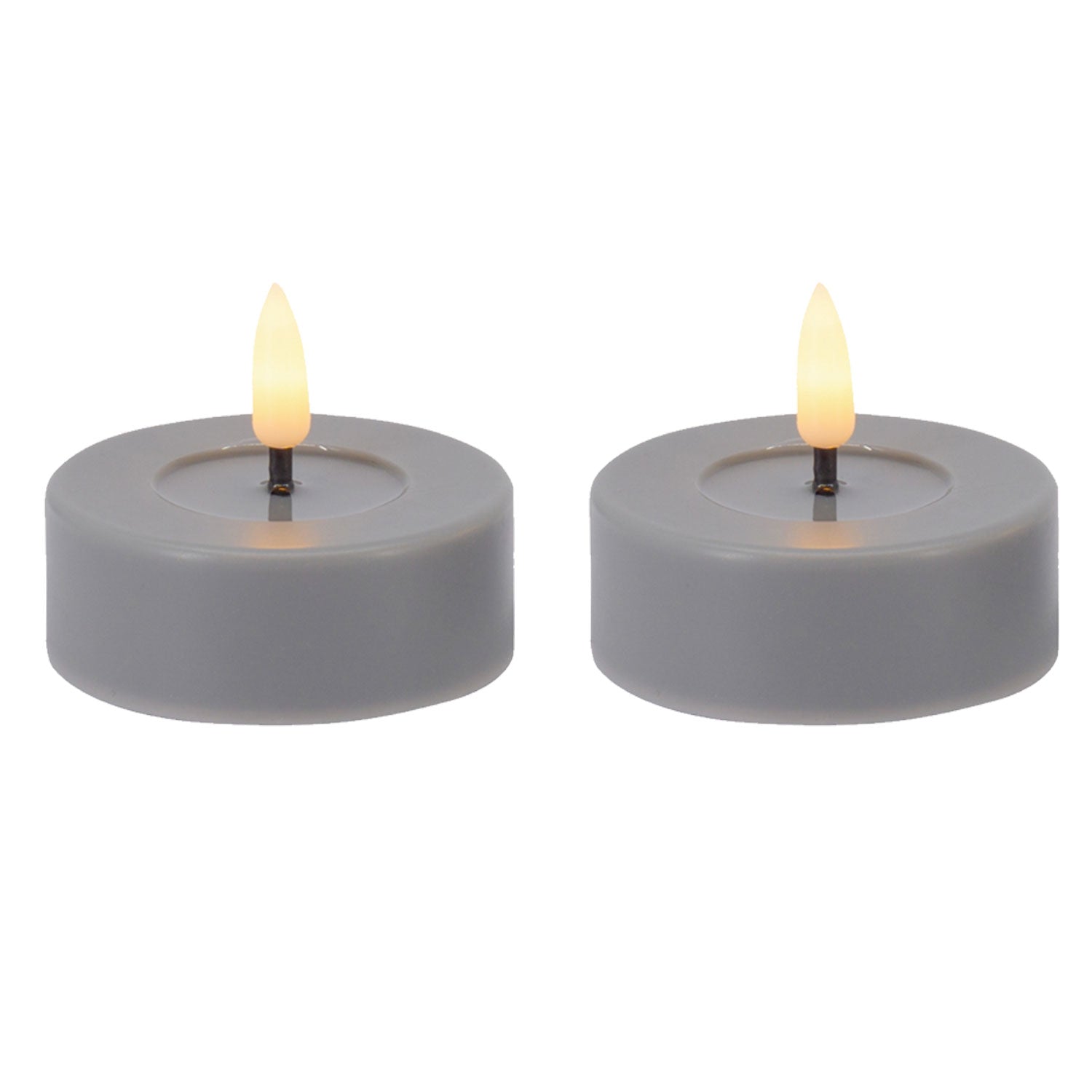 LS-LebenStil Ribe LED Teelichter Grau 2er Set 6,8 cm Echtwachs