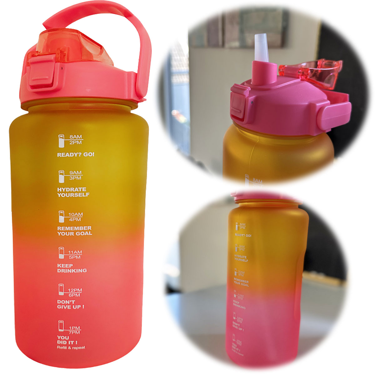LS-LebenStil Küche Trinkflasche 2000ml Pink Sportflasche auslaufsicher