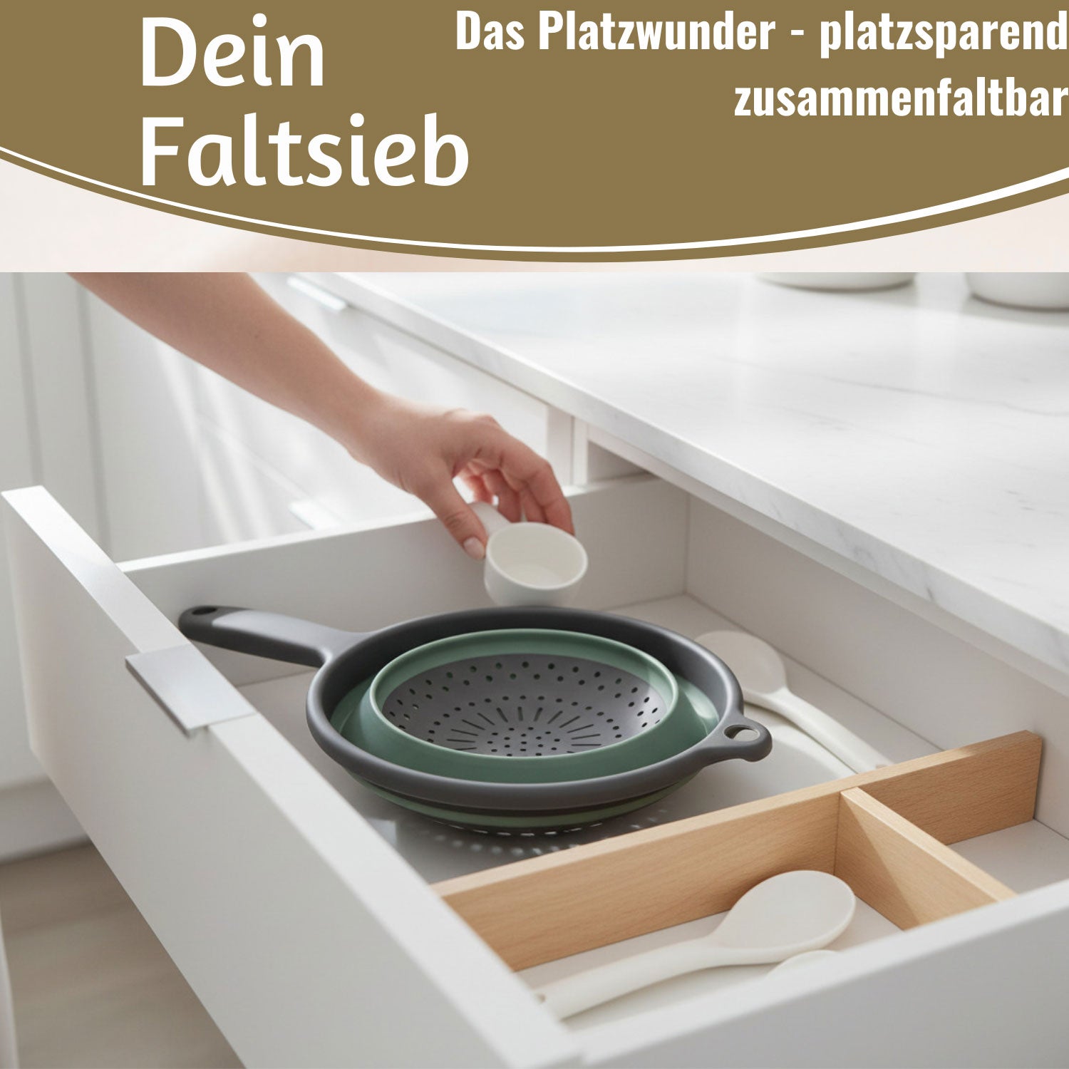 LS-LebenStil Küche & Haushalt Abtropfsieb Faltbar 36x19cm Griff