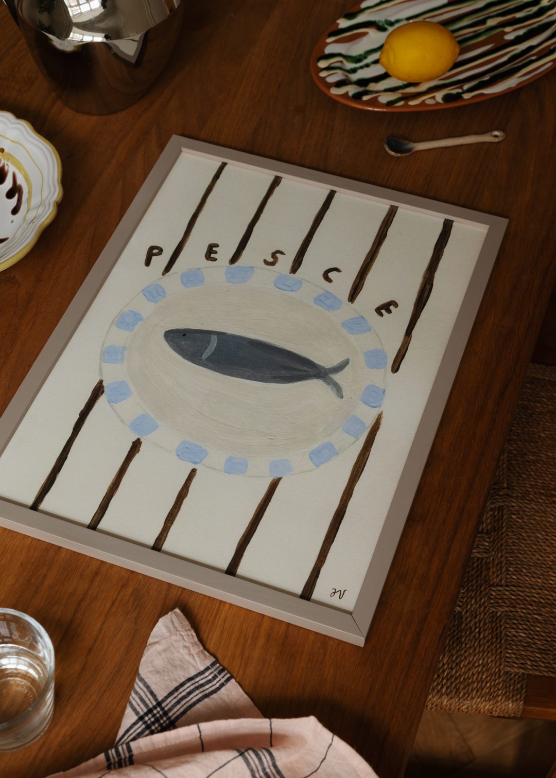 The Poster Club Pesce Poster A4 Tiermotiv blau