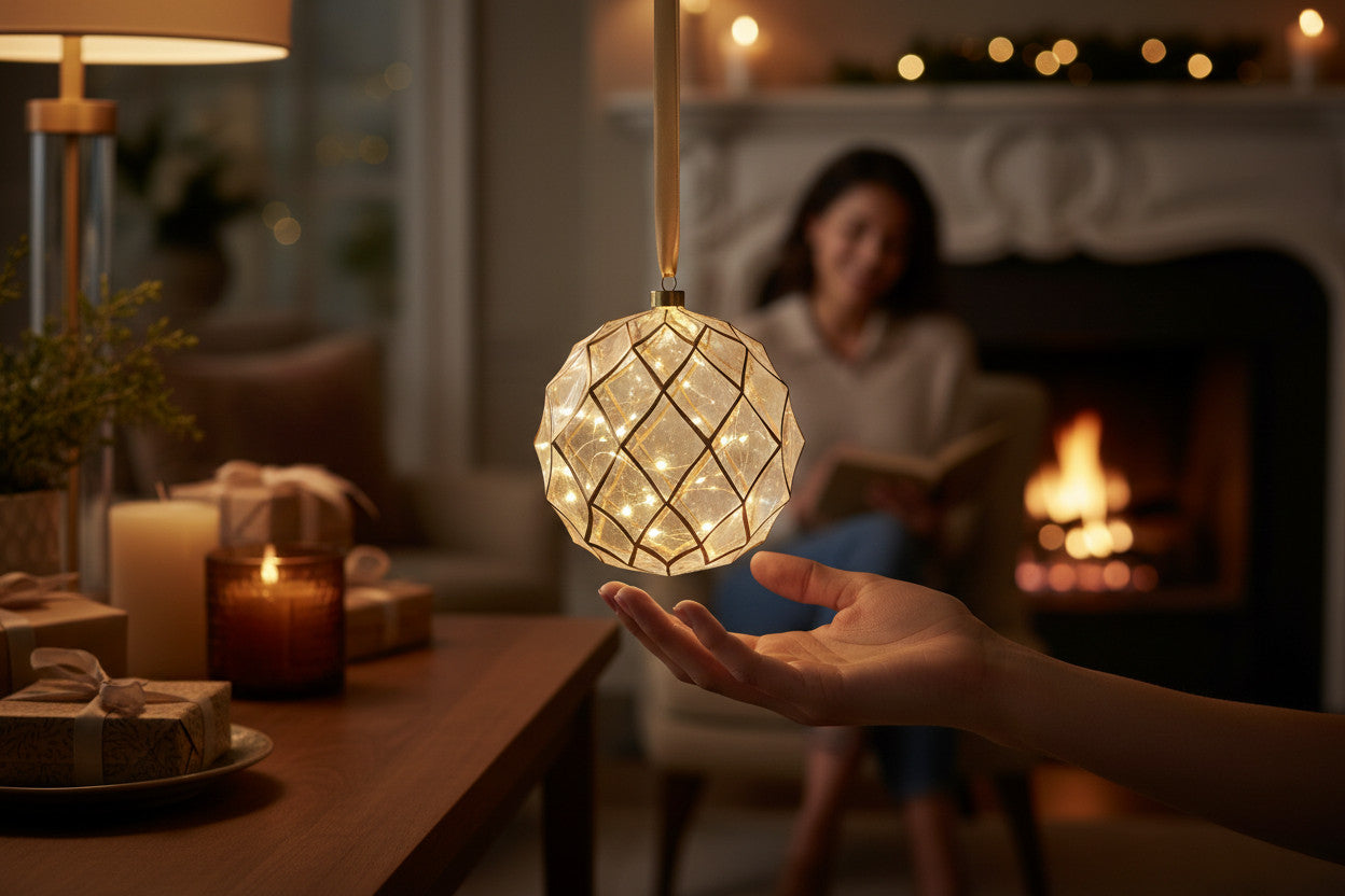 LS-LebenStil Kampen Lichtkugel 14cm Gold 30 LED Timer