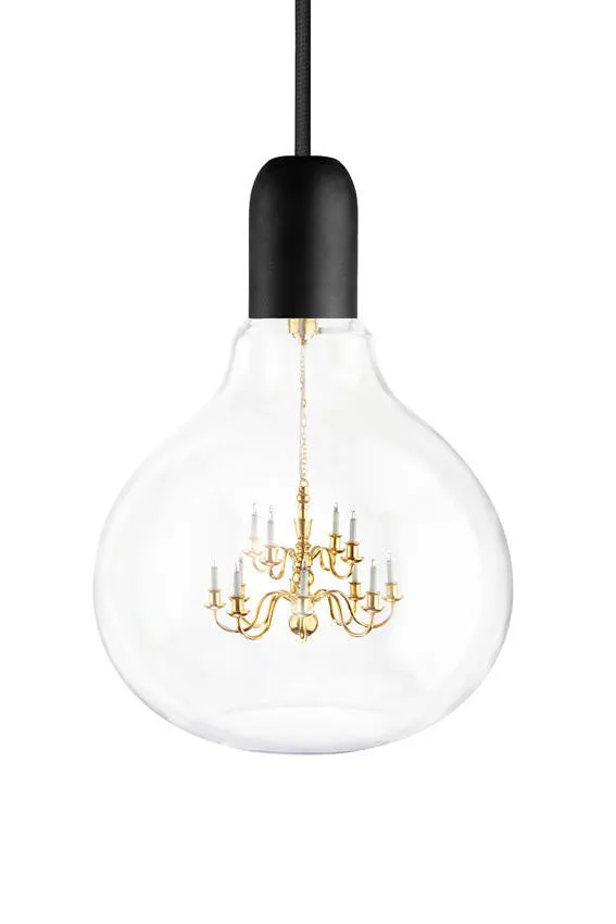 Mineheart King Edison Pendelleuchte Schwarz Glas