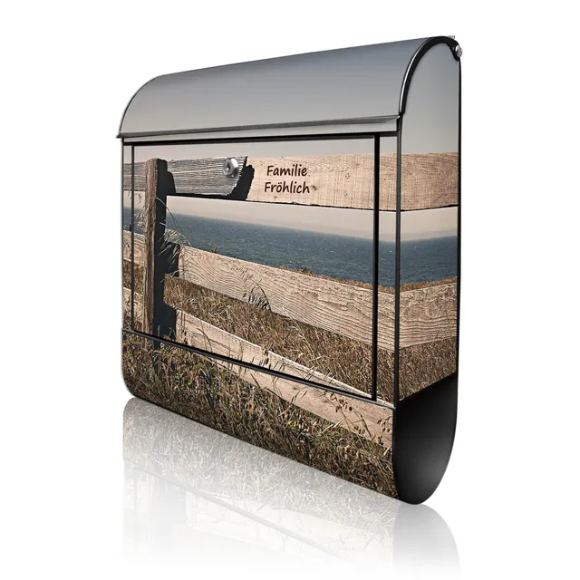 Banjado Briefkasten Zaun am Meer Briefkasten Schwarz 38,5 cm