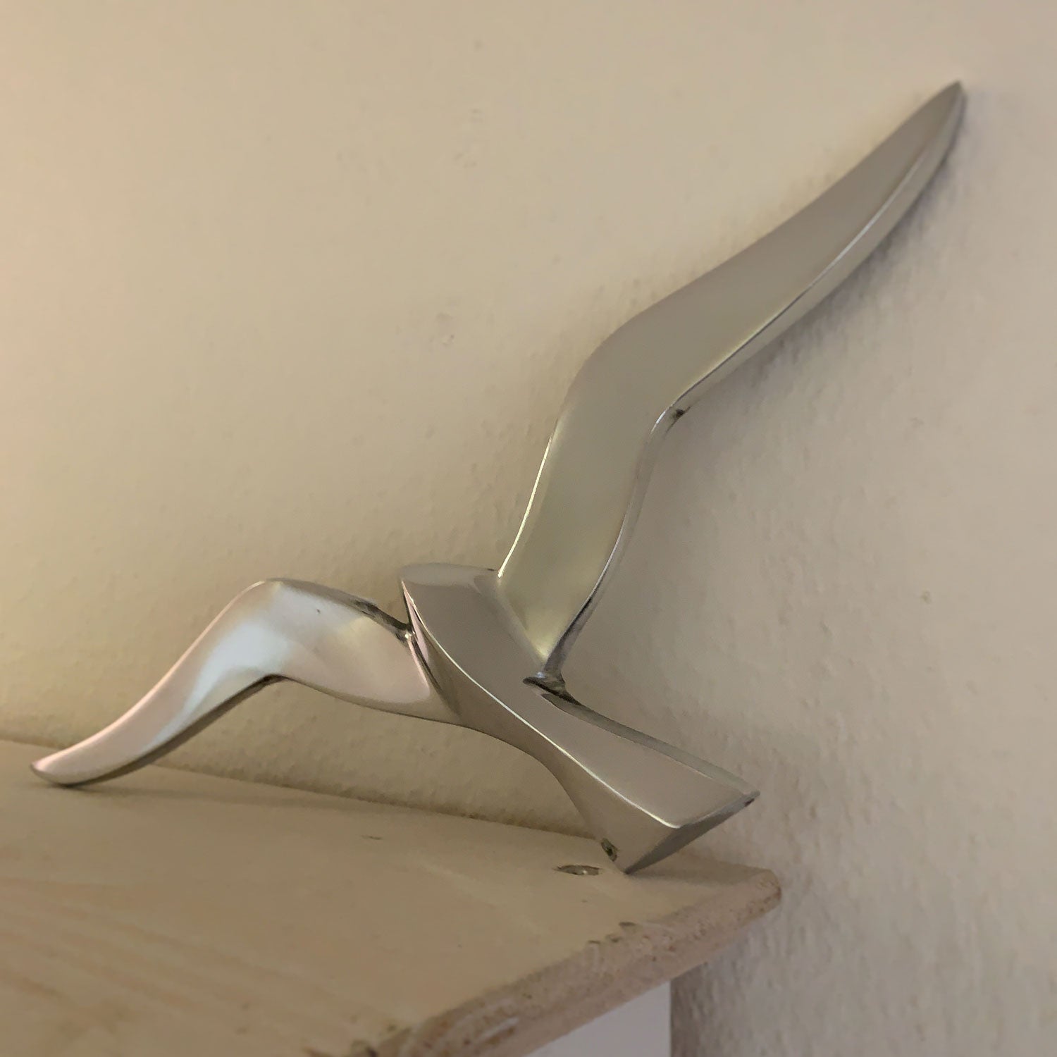 LS-LebenStil Möwe Wanddeko Aluminium Silber 34cm