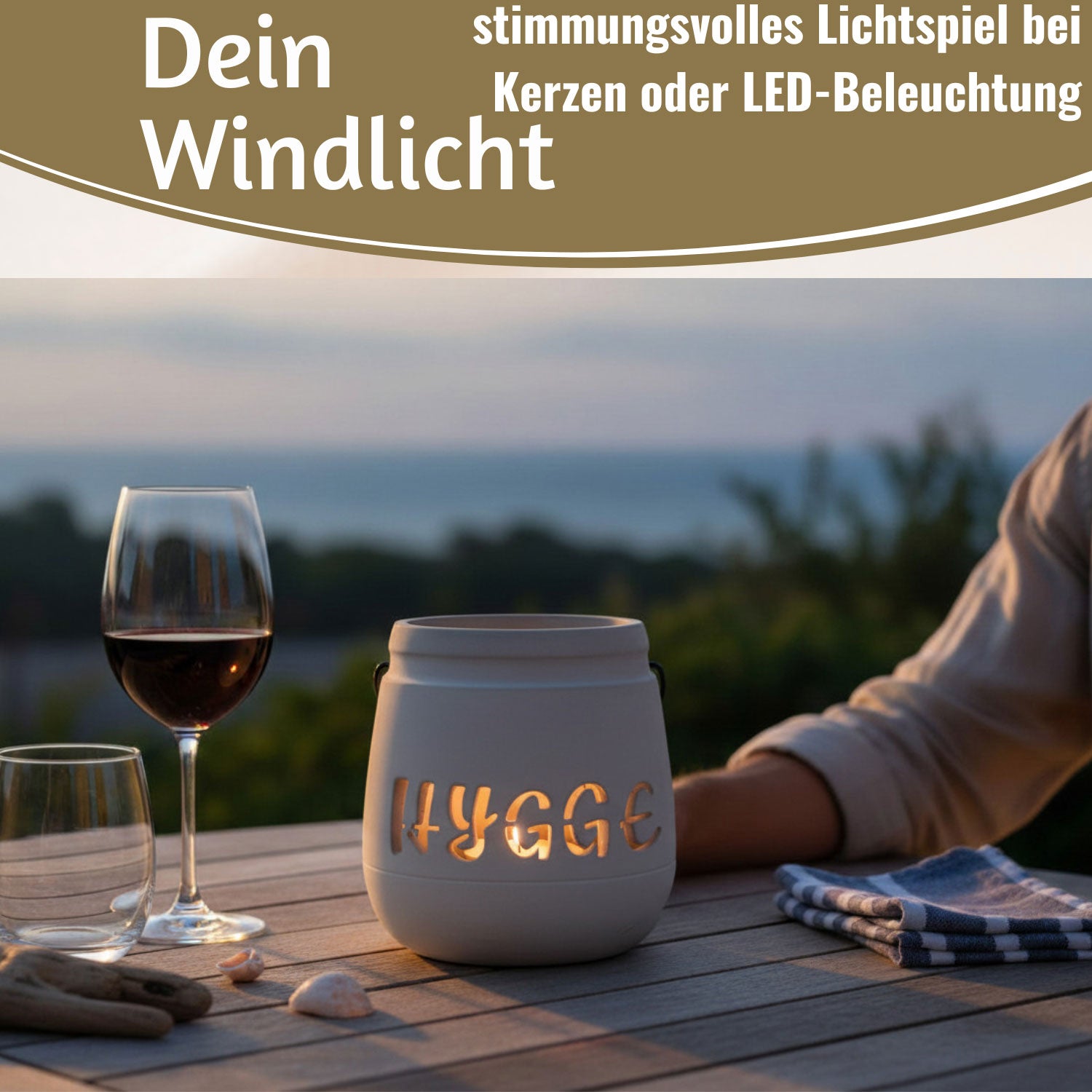 LS-LebenStil Hygge Beton Windlicht Grau 13cm mit Griff