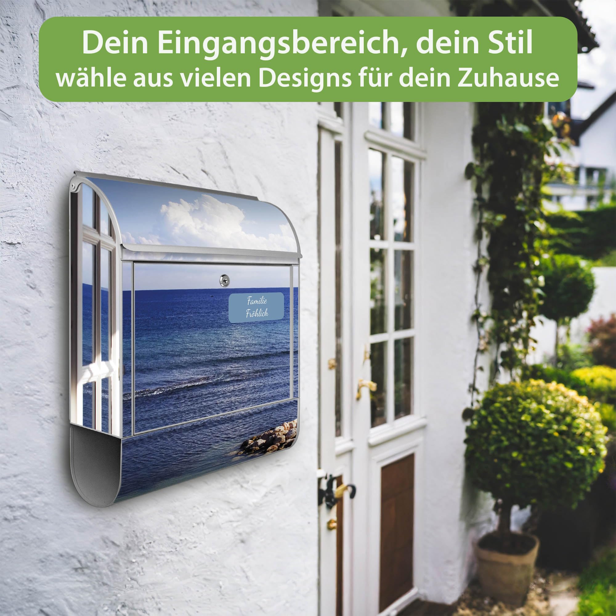 Banjado Briefkasten Fensterpanorama Silber Zeitungsfach A4 Stahl