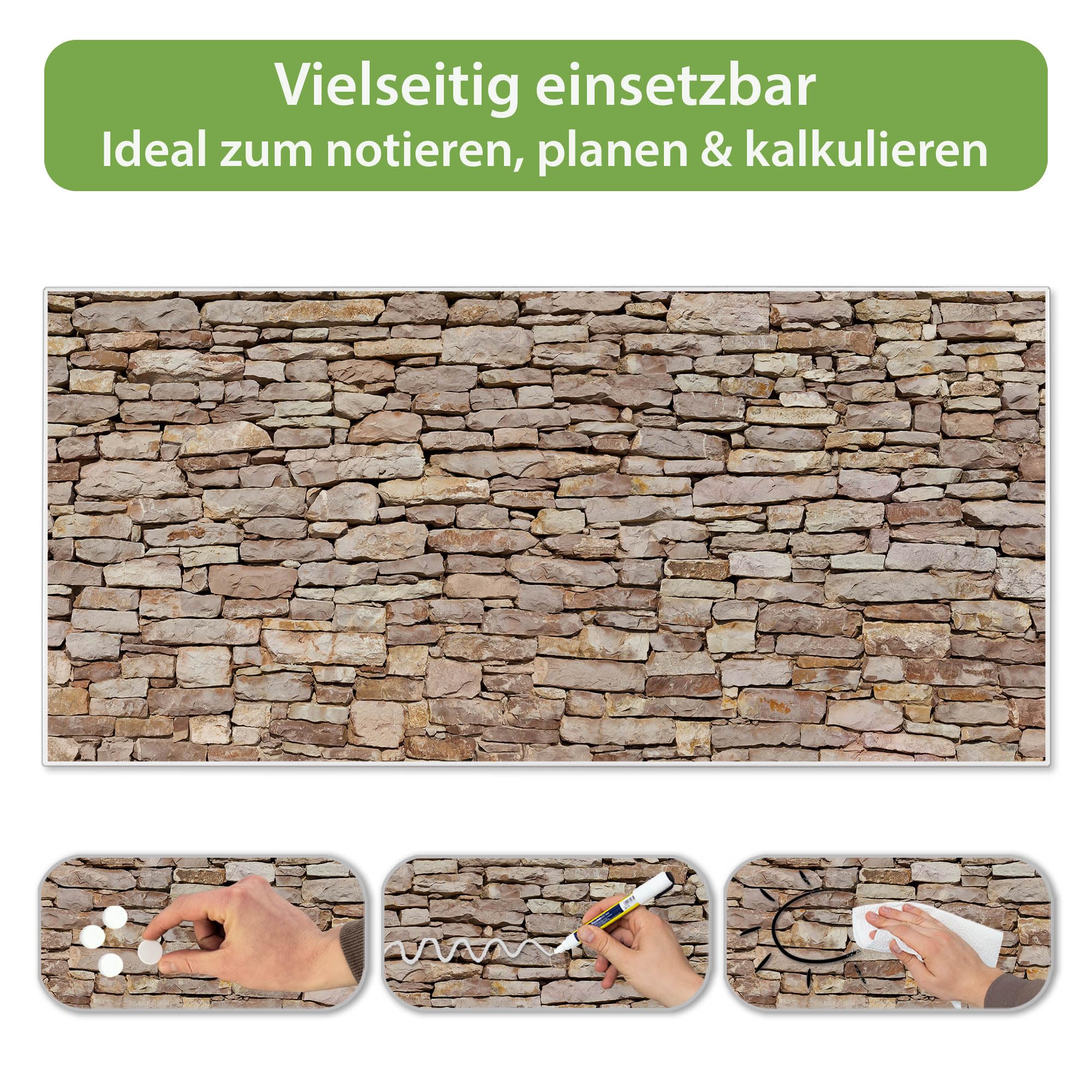 Banjado Magnettafel Stadtmauer 78x37 cm Metall Weiß