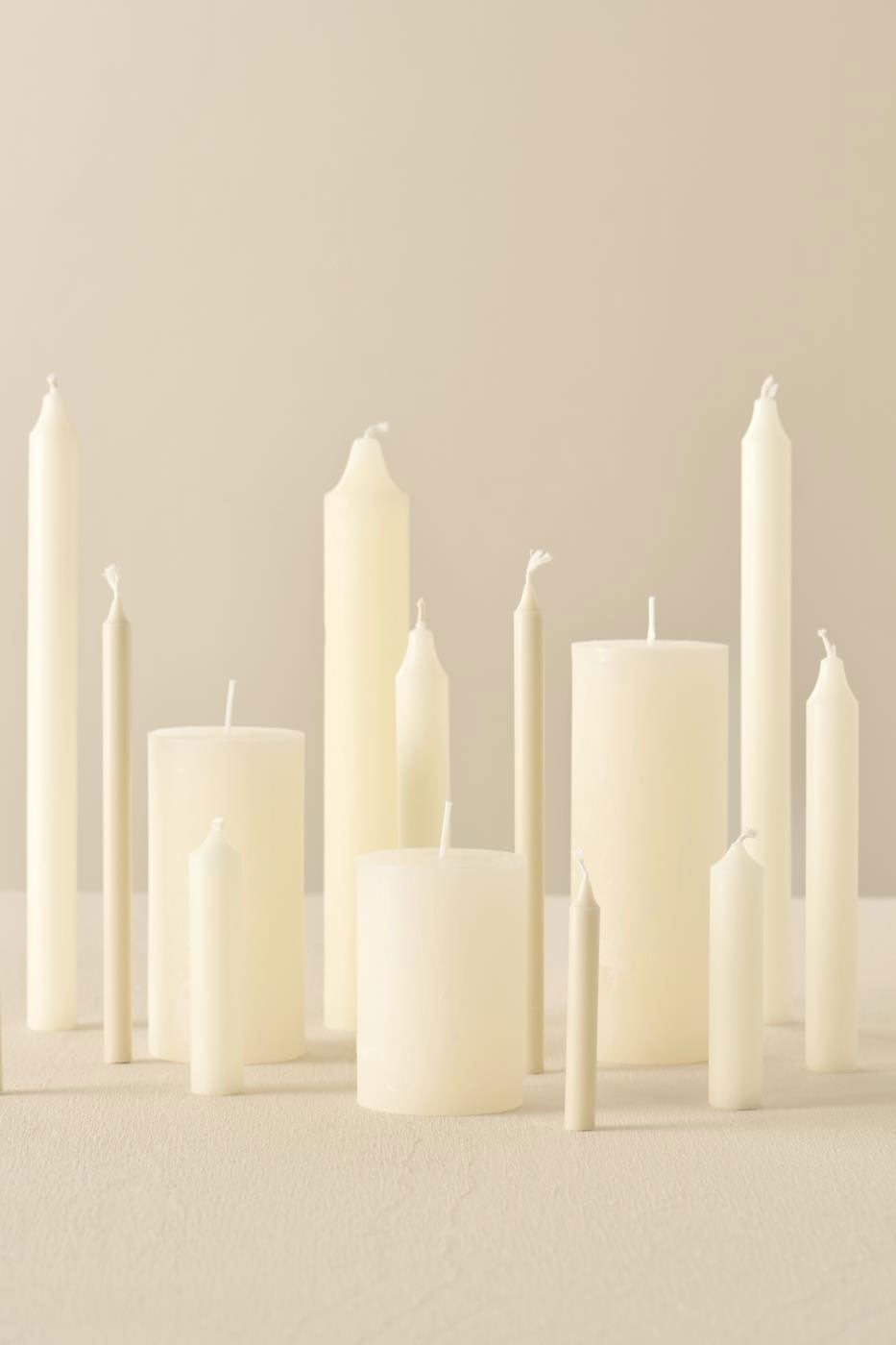 LS-LebenStil Ribe Stumpenkerze creme 14x6,8cm Wachs
