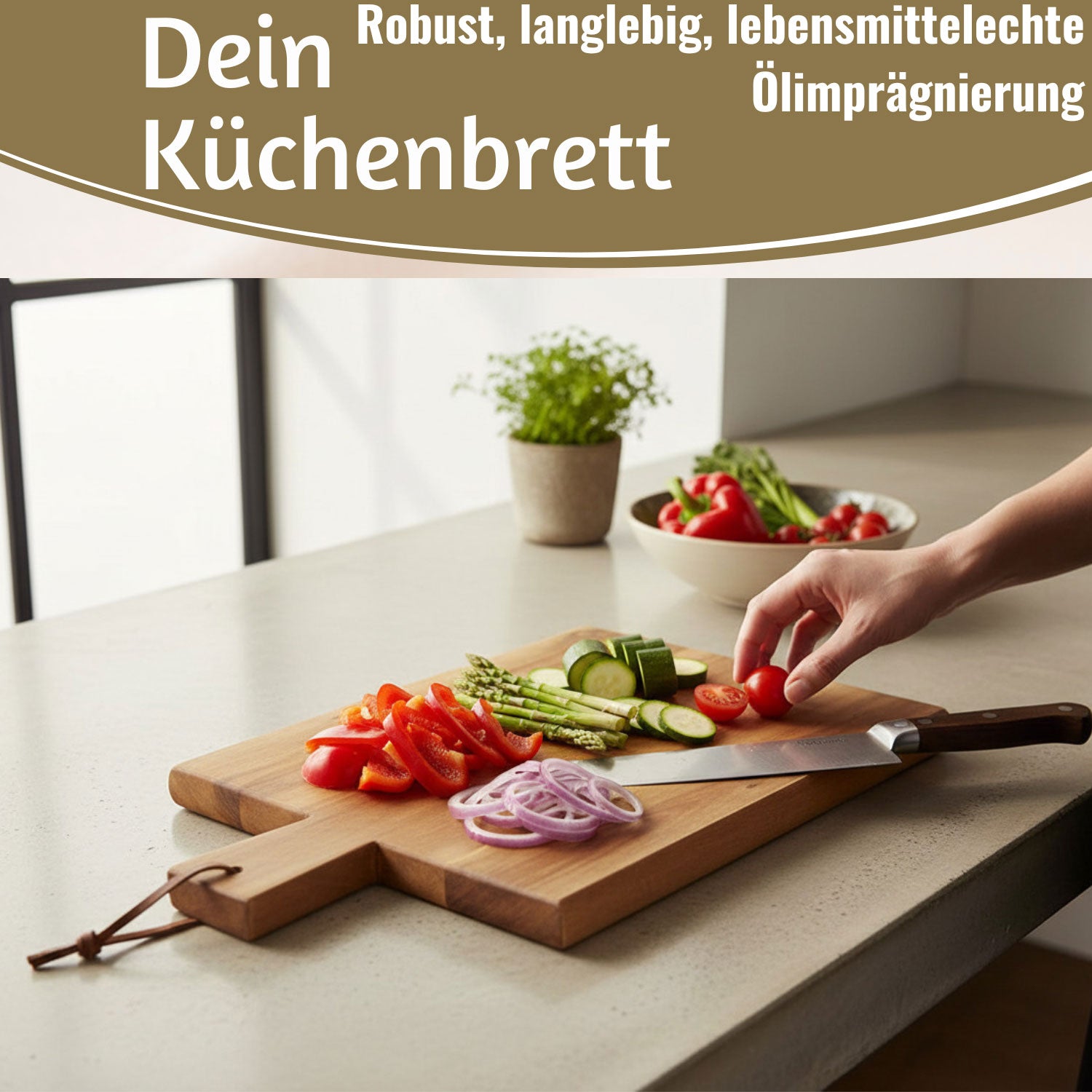 LS-LebenStil Küche & Haushalt Griffbrett Schneidebrett 45 cm Akazie