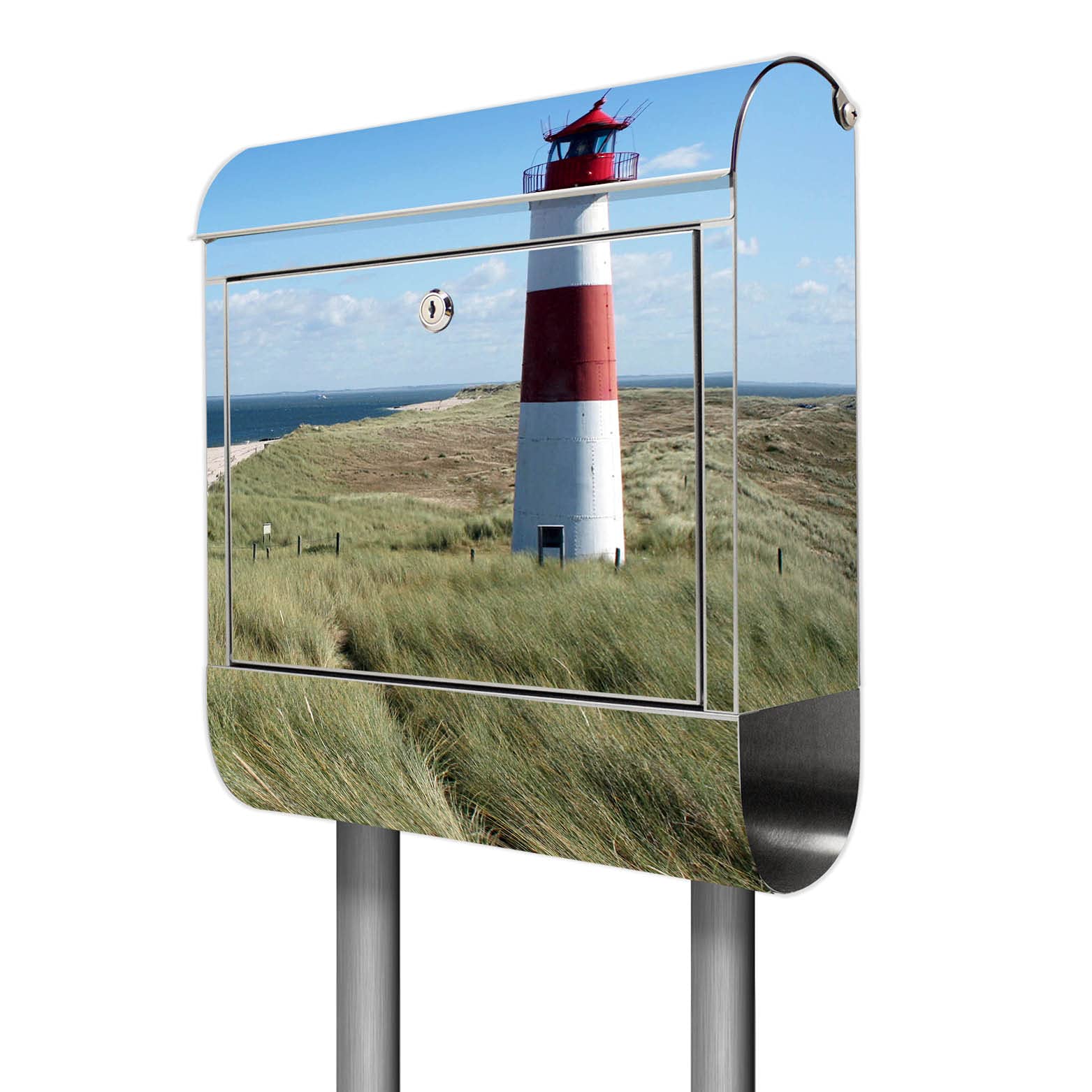 Banjado Briefkasten Leuchtturm Standbriefkasten Edelstahl A4