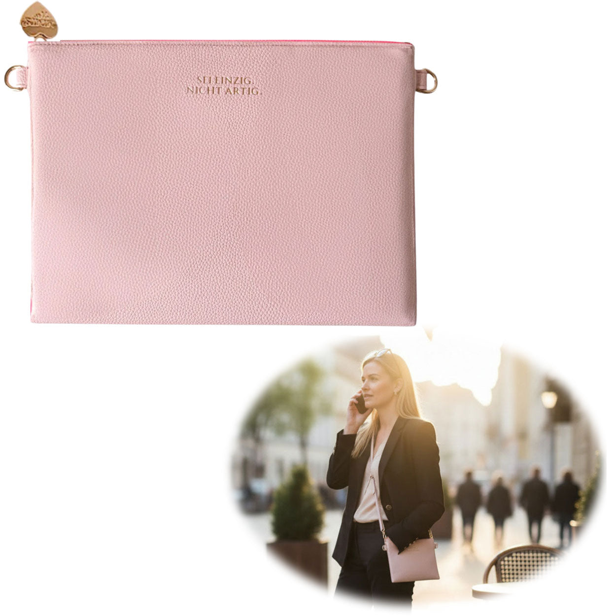Mimi's Glow Lia Clutch Handtasche Rosa 22cm PU