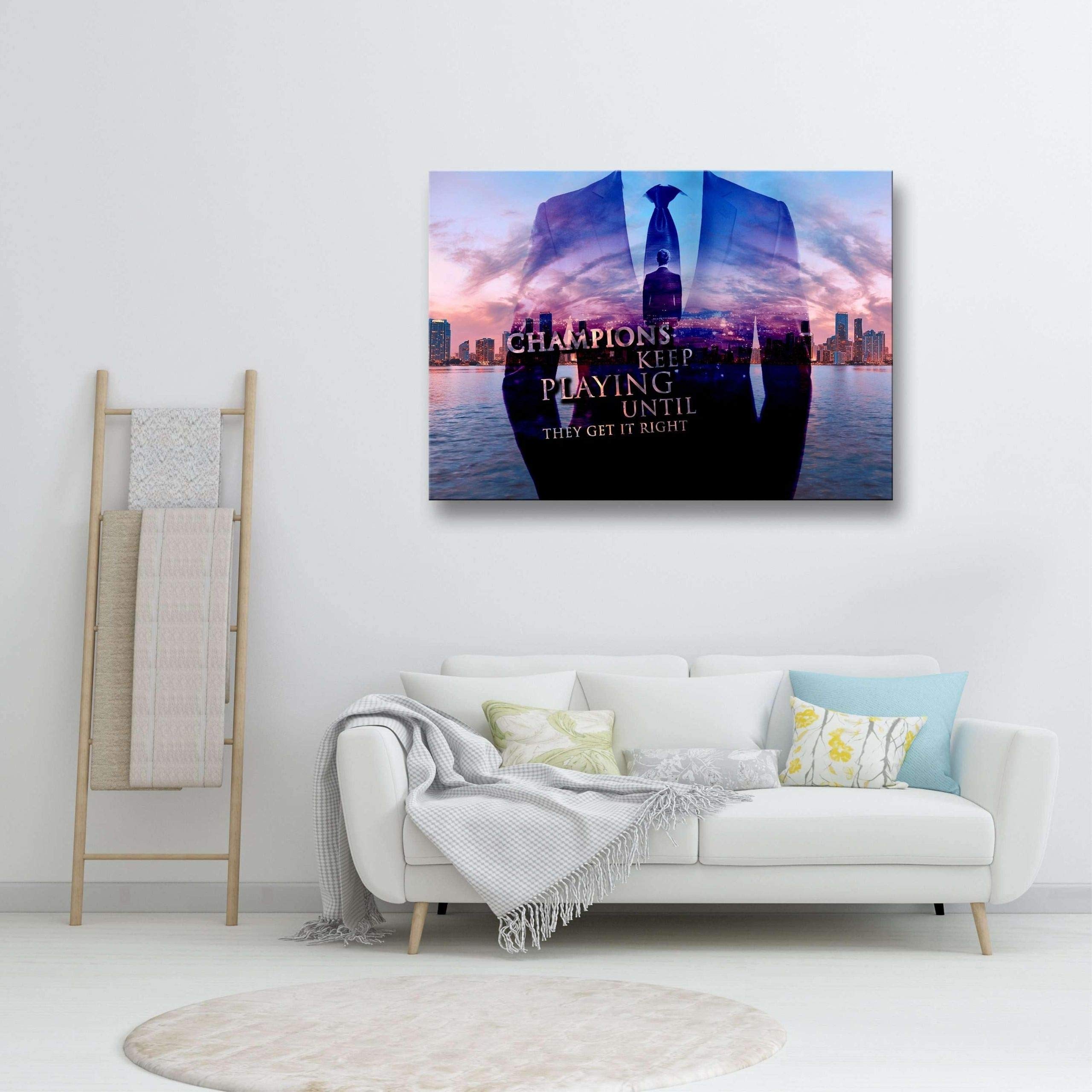 Hustling Sharks The Champion Leinwandbild 45x30cm Motivation